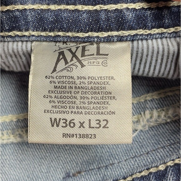 T.K. Axel Slim Boot Men's Stretch Blue Denim Jeans Size 36x32 - Picture 11 of 15